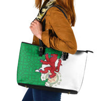 Montgomeryshire Wales Leather Tote Bag Map and Emblem Celtic Style - Wonder Print Shop