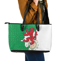Montgomeryshire Wales Leather Tote Bag Map and Emblem Celtic Style - Wonder Print Shop