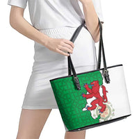 Montgomeryshire Wales Leather Tote Bag Map and Emblem Celtic Style - Wonder Print Shop