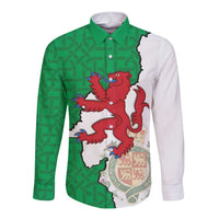 Montgomeryshire Wales Long Sleeve Button Shirt Map and Emblem Celtic Style - Wonder Print Shop