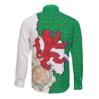 Montgomeryshire Wales Long Sleeve Button Shirt Map and Emblem Celtic Style - Wonder Print Shop