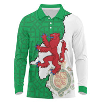 Montgomeryshire Wales Long Sleeve Polo Shirt Map and Emblem Celtic Style - Wonder Print Shop