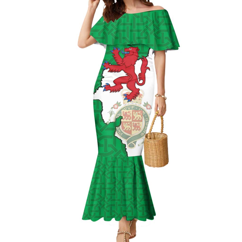 Montgomeryshire Wales Mermaid Dress Map and Emblem Celtic Style - Wonder Print Shop