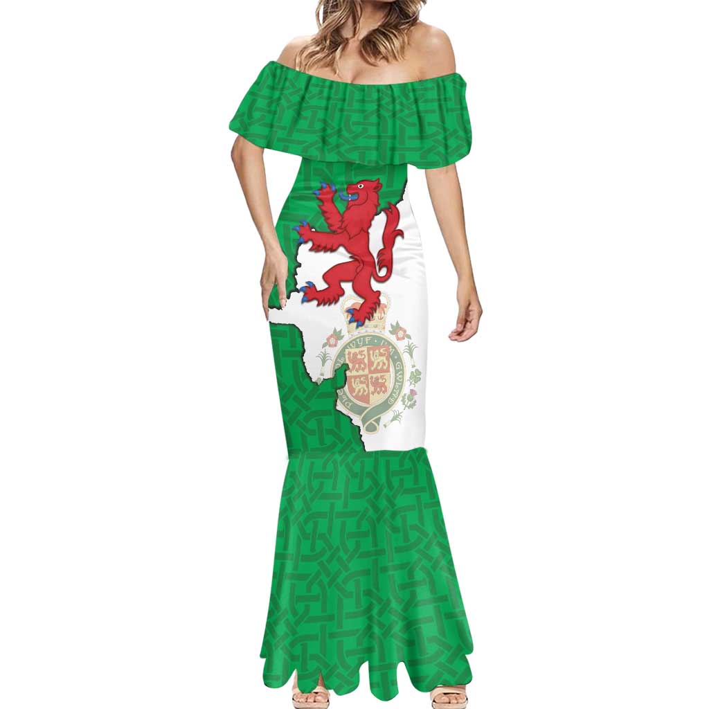 Montgomeryshire Wales Mermaid Dress Map and Emblem Celtic Style - Wonder Print Shop
