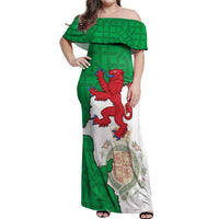 Montgomeryshire Wales Off Shoulder Maxi Dress Map and Emblem Celtic Style - Wonder Print Shop