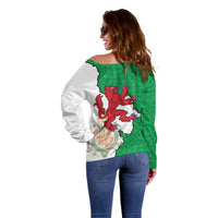 Montgomeryshire Wales Off Shoulder Sweater Map and Emblem Celtic Style - Wonder Print Shop
