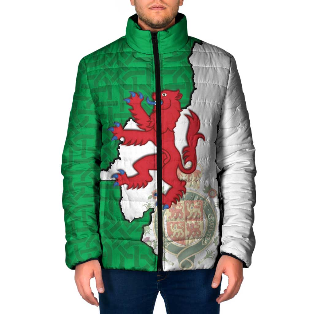 Montgomeryshire Wales Padded Jacket Map and Emblem Celtic Style - Wonder Print Shop
