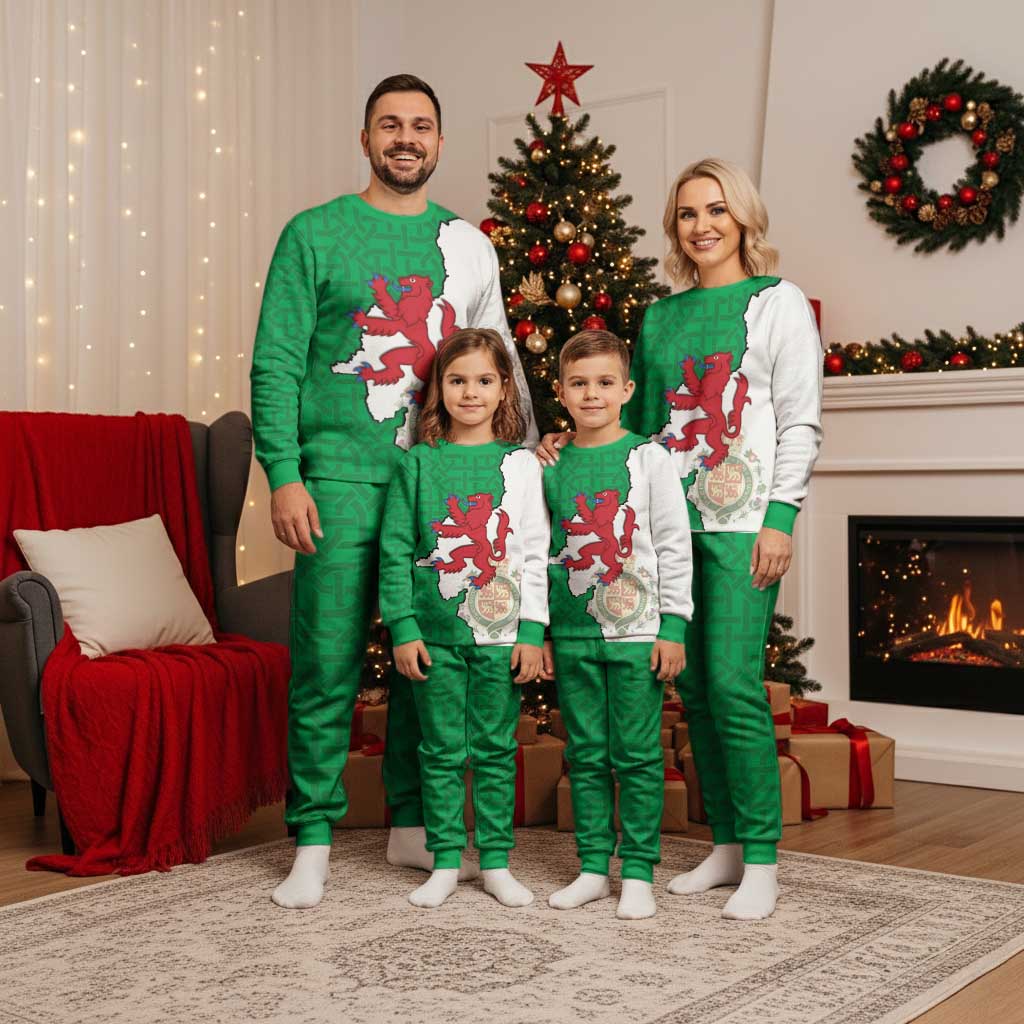 Montgomeryshire Wales Christmas Pajama Set Map and Emblem Celtic Style - Wonder Print Shop