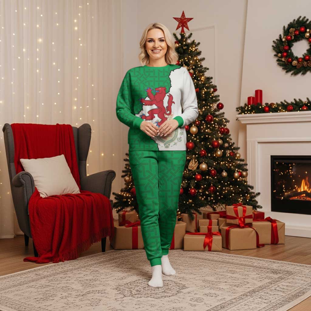 Montgomeryshire Wales Christmas Pajama Set Map and Emblem Celtic Style - Wonder Print Shop