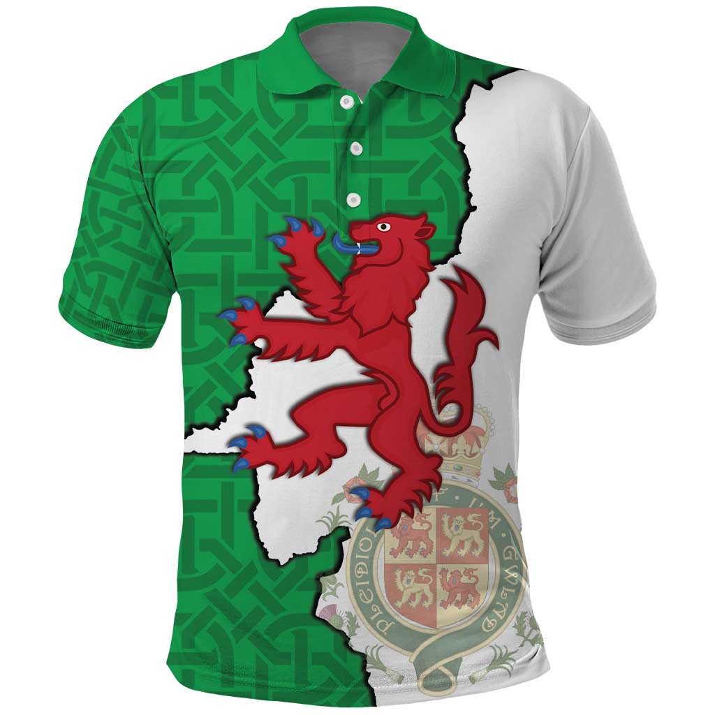 Montgomeryshire Wales Polo Shirt Map and Emblem Celtic Style - Wonder Print Shop