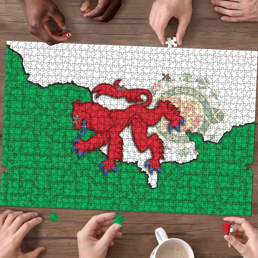 Montgomeryshire Wales Puzzle Map and Emblem Celtic Style - Wonder Print Shop