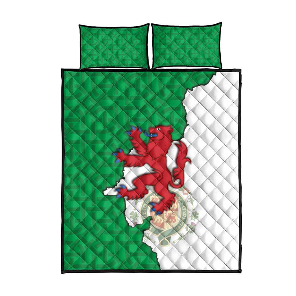 Montgomeryshire Wales Quilt Bed Set Map and Emblem Celtic Style - Wonder Print Shop