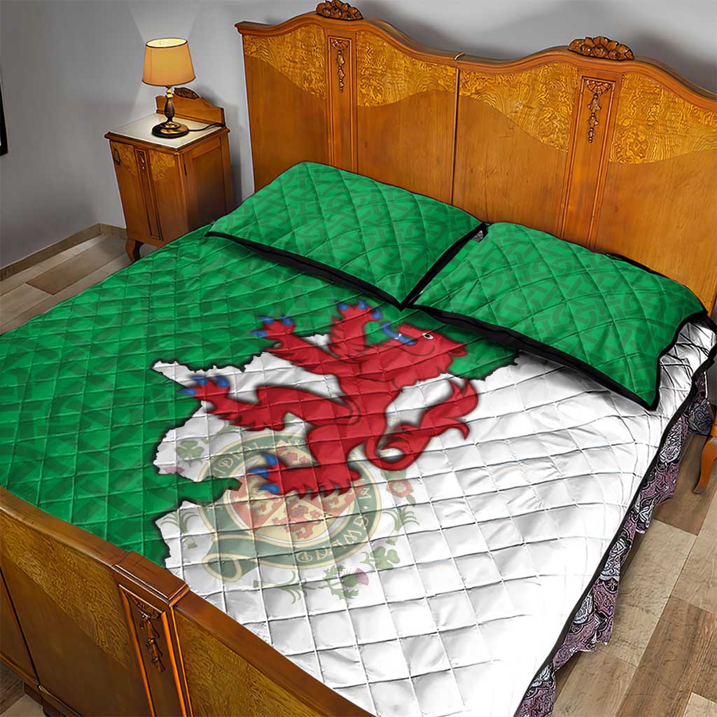 Montgomeryshire Wales Quilt Bed Set Map and Emblem Celtic Style - Wonder Print Shop