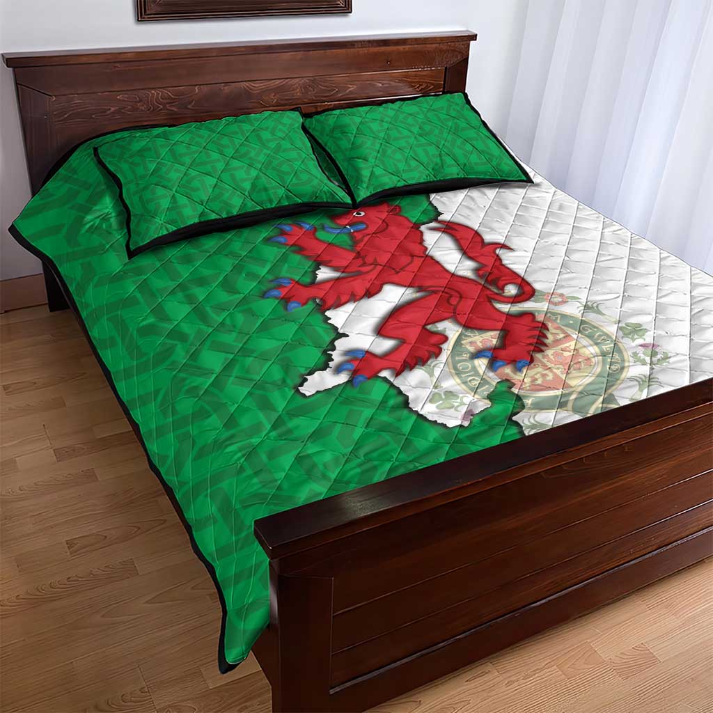 Montgomeryshire Wales Quilt Bed Set Map and Emblem Celtic Style - Wonder Print Shop
