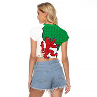 Montgomeryshire Wales Raglan Cropped T Shirt Map and Emblem Celtic Style - Wonder Print Shop