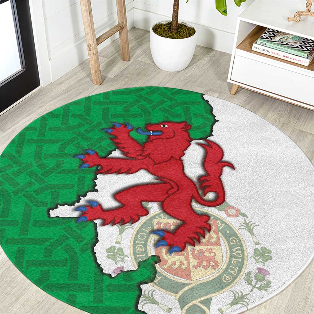 Montgomeryshire Wales Round Carpet Map and Emblem Celtic Style - Wonder Print Shop