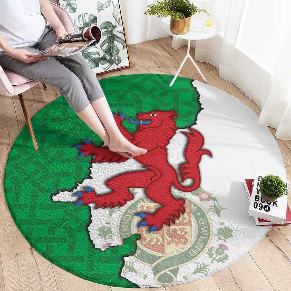 Montgomeryshire Wales Round Carpet Map and Emblem Celtic Style - Wonder Print Shop