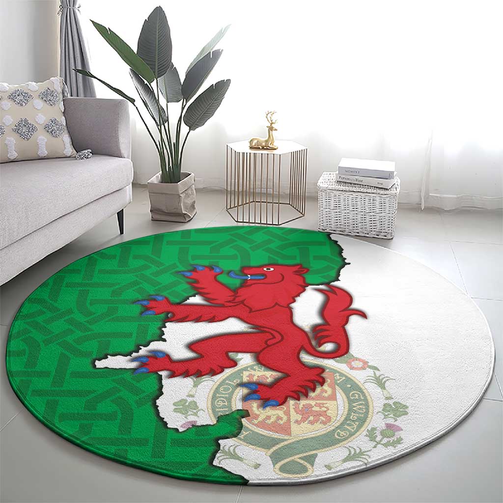 Montgomeryshire Wales Round Carpet Map and Emblem Celtic Style - Wonder Print Shop