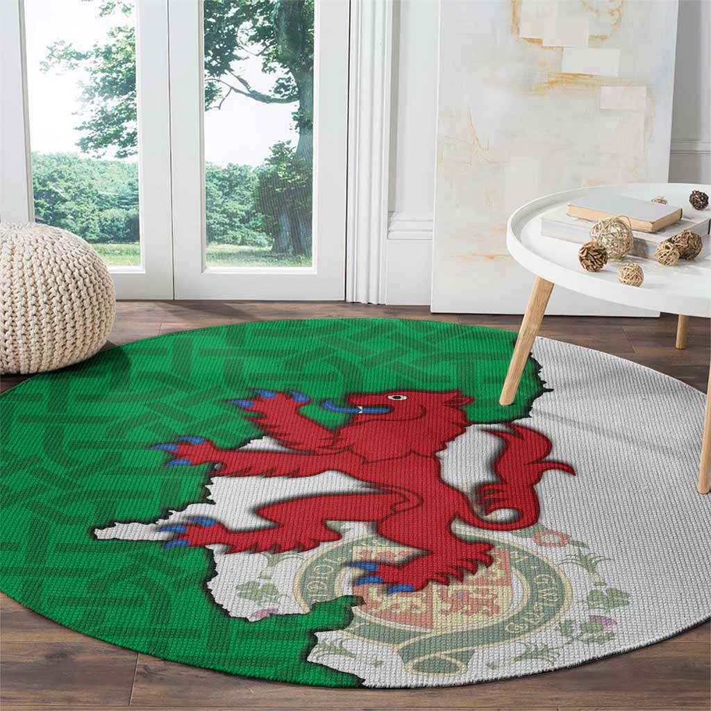 Montgomeryshire Wales Round Carpet Map and Emblem Celtic Style - Wonder Print Shop