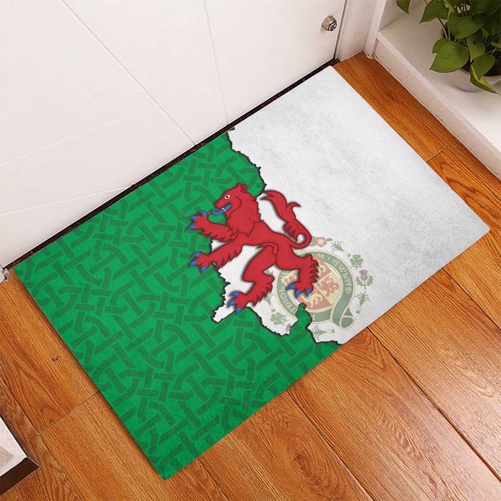 Montgomeryshire Wales Rubber Doormat Map and Emblem Celtic Style - Wonder Print Shop