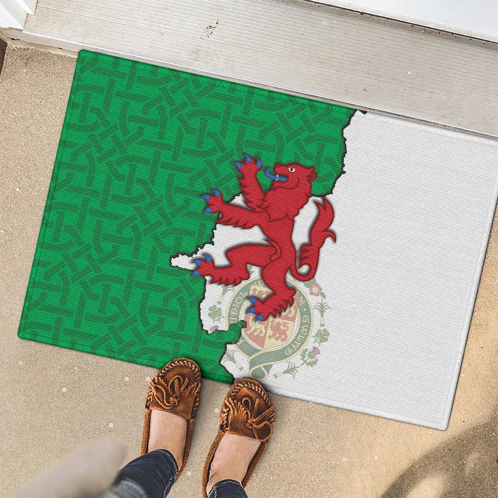 Montgomeryshire Wales Rubber Doormat Map and Emblem Celtic Style - Wonder Print Shop