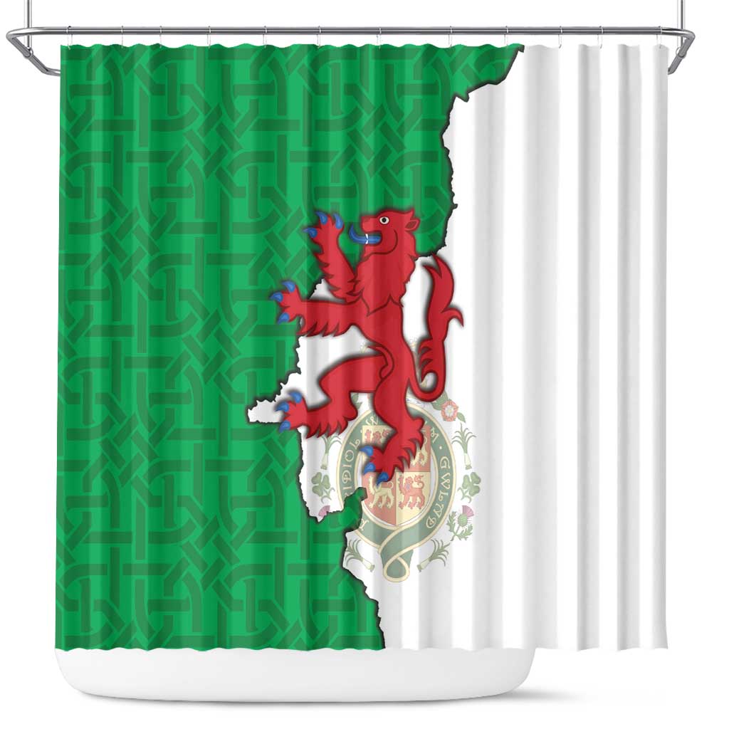 Montgomeryshire Wales Shower Curtain Map and Emblem Celtic Style - Wonder Print Shop
