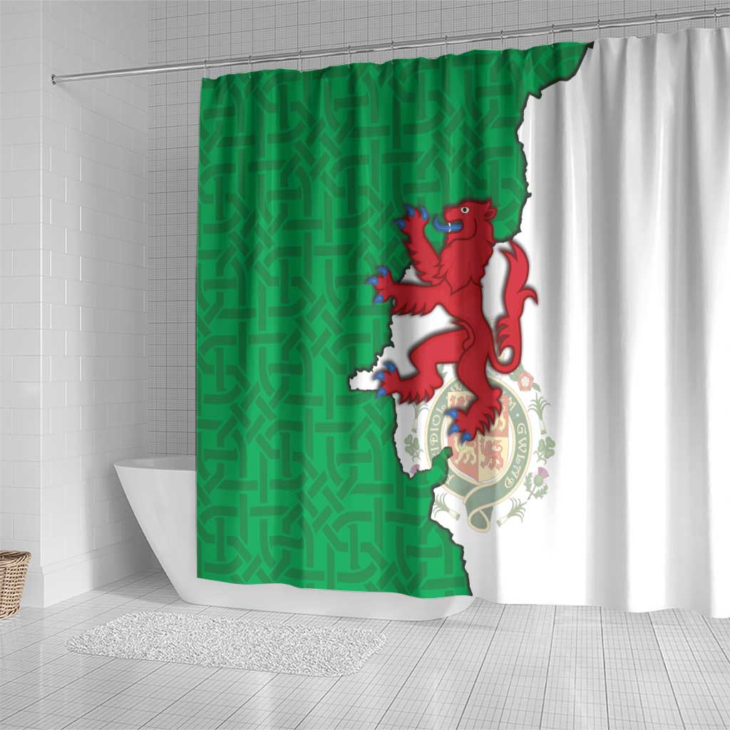 Montgomeryshire Wales Shower Curtain Map and Emblem Celtic Style - Wonder Print Shop