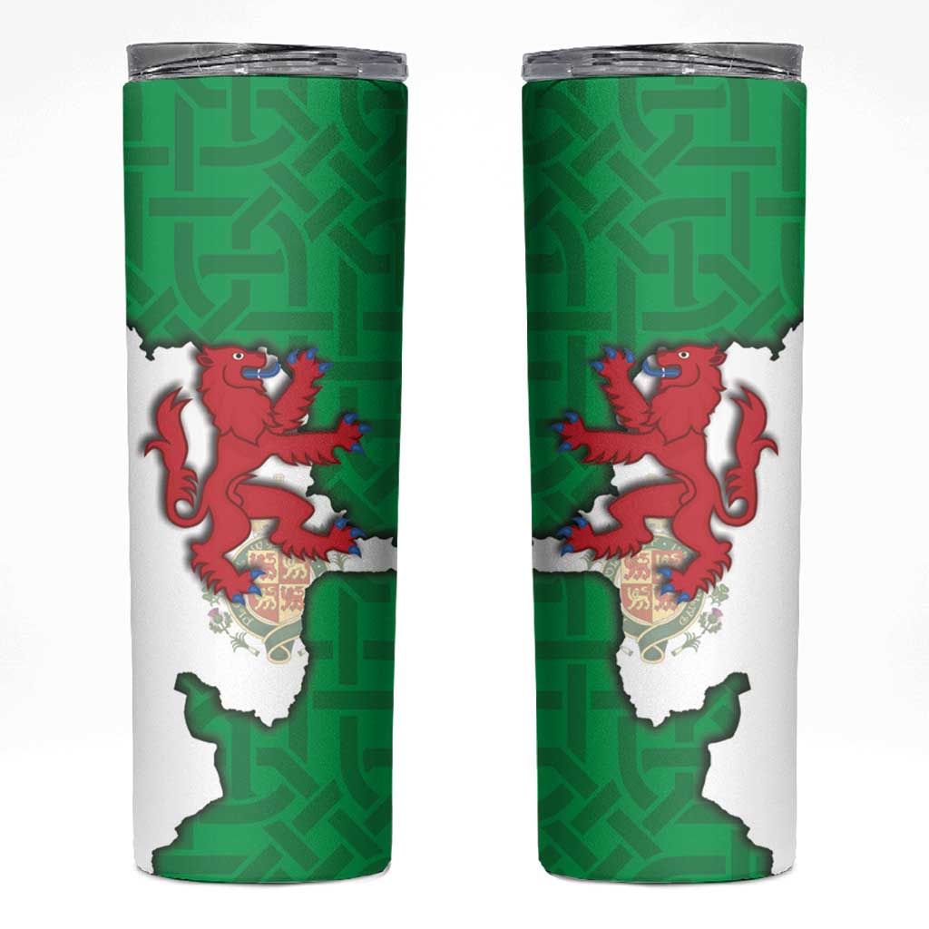 Montgomeryshire Wales Skinny Tumbler Map and Emblem Celtic Style - Wonder Print Shop