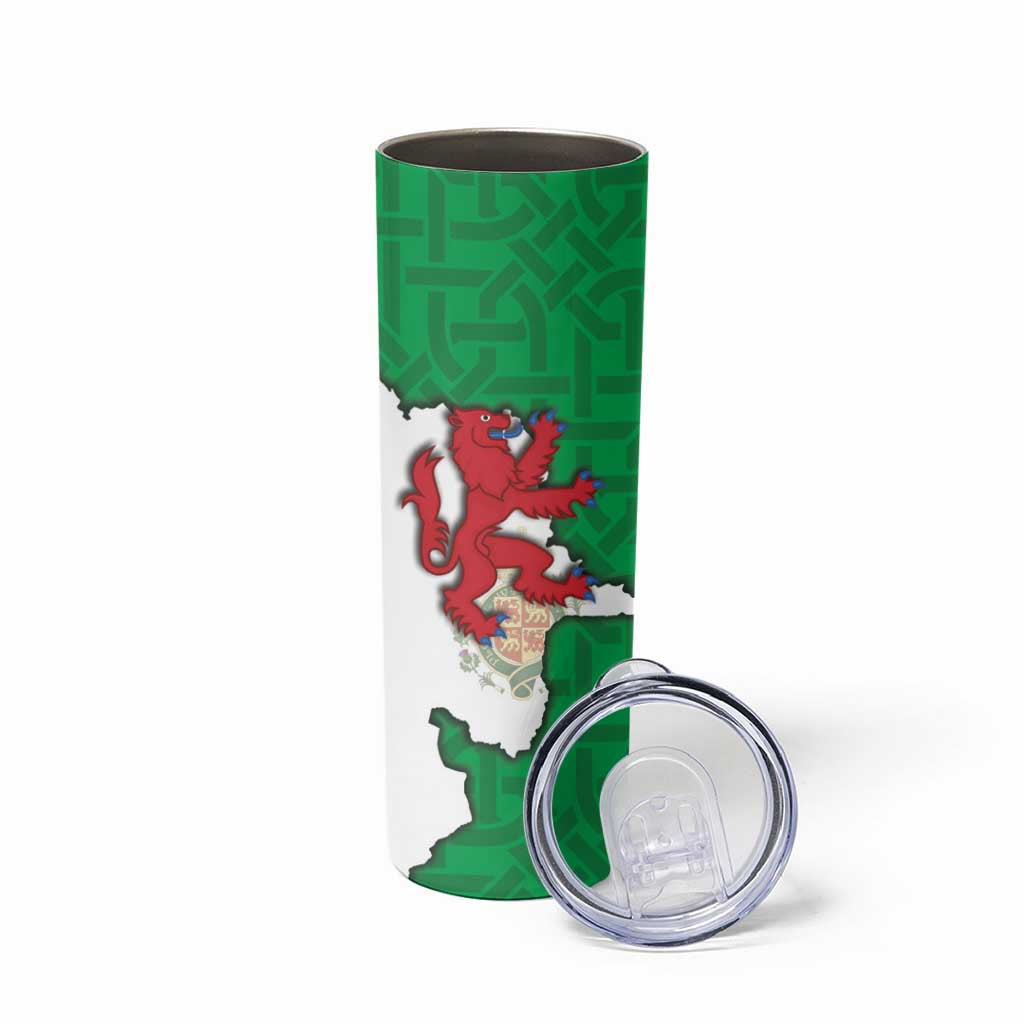 Montgomeryshire Wales Skinny Tumbler Map and Emblem Celtic Style - Wonder Print Shop