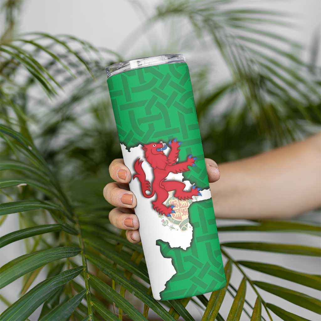 Montgomeryshire Wales Skinny Tumbler Map and Emblem Celtic Style - Wonder Print Shop