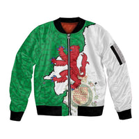 Montgomeryshire Wales Sleeve Zip Bomber Jacket Map and Emblem Celtic Style - Wonder Print Shop