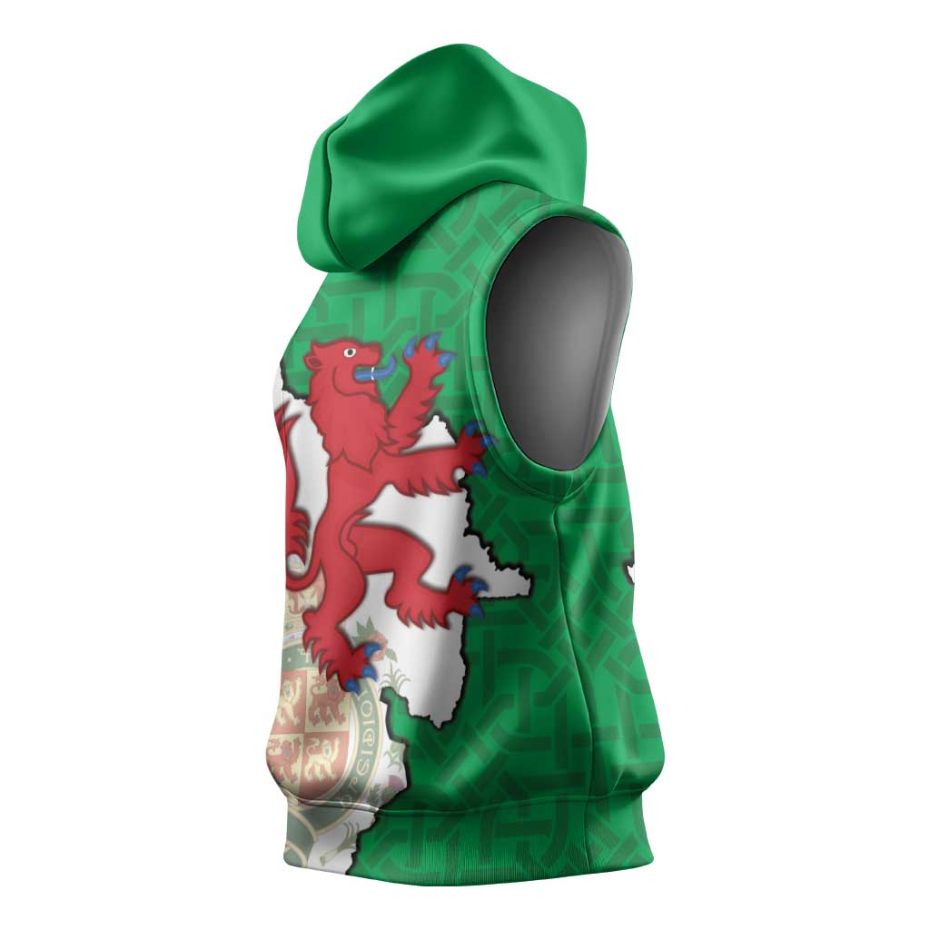 Montgomeryshire Wales Sleeveless Hoodie Map and Emblem Celtic Style - Wonder Print Shop