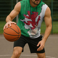 Montgomeryshire Wales Sleeveless Hoodie Map and Emblem Celtic Style - Wonder Print Shop