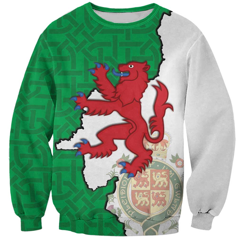 Montgomeryshire Wales Sweatshirt Map and Emblem Celtic Style - Wonder Print Shop