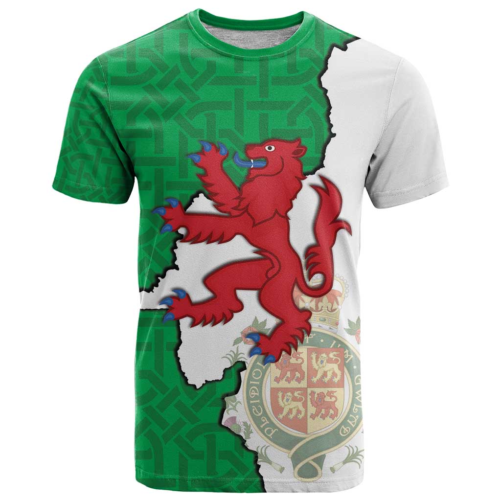 Montgomeryshire Wales T Shirt Map and Emblem Celtic Style - Wonder Print Shop