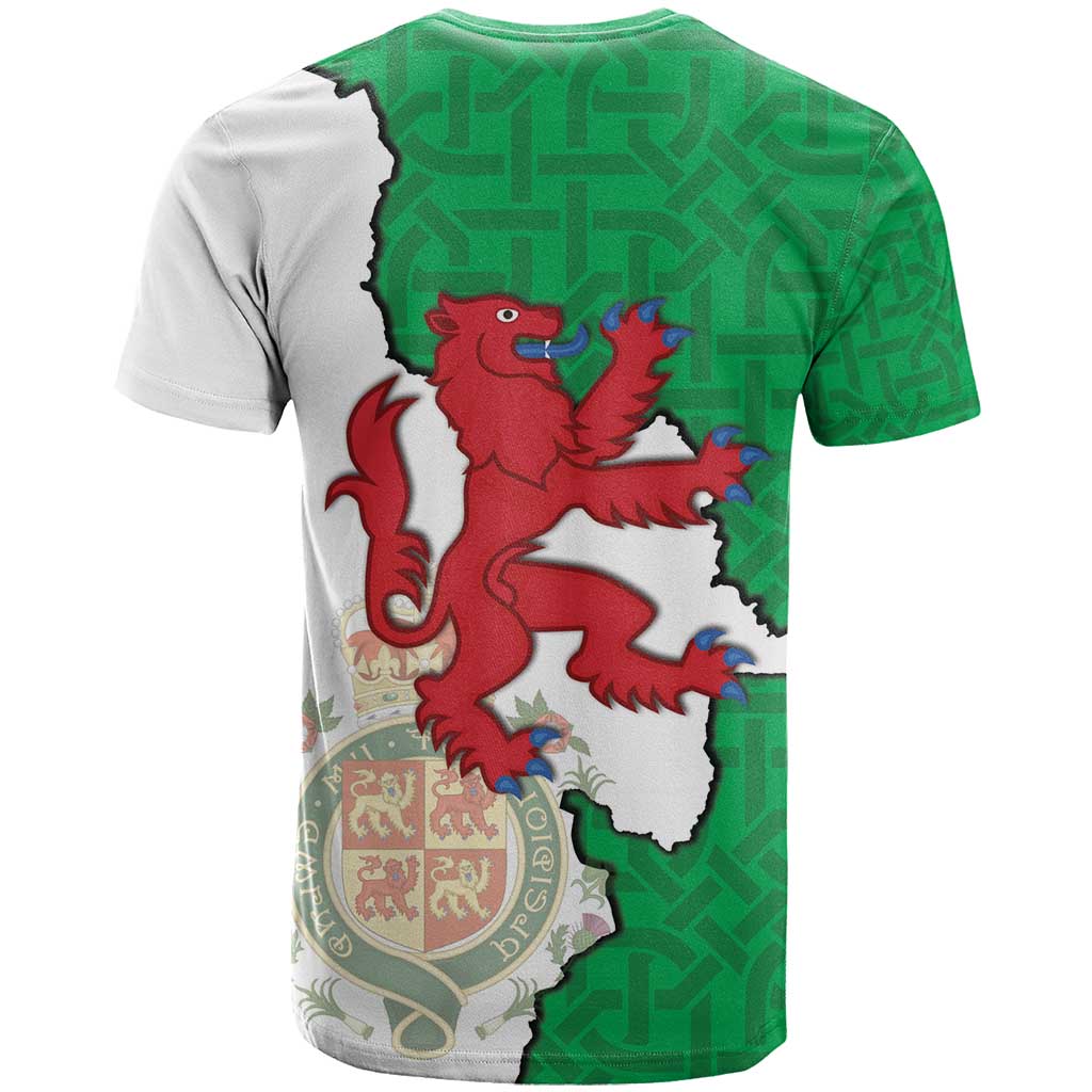 Montgomeryshire Wales T Shirt Map and Emblem Celtic Style - Wonder Print Shop