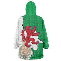 Montgomeryshire Wales Wearable Blanket Hoodie Map and Emblem Celtic Style - Wonder Print Shop