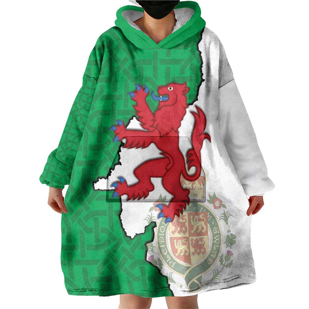 Montgomeryshire Wales Wearable Blanket Hoodie Map and Emblem Celtic Style - Wonder Print Shop