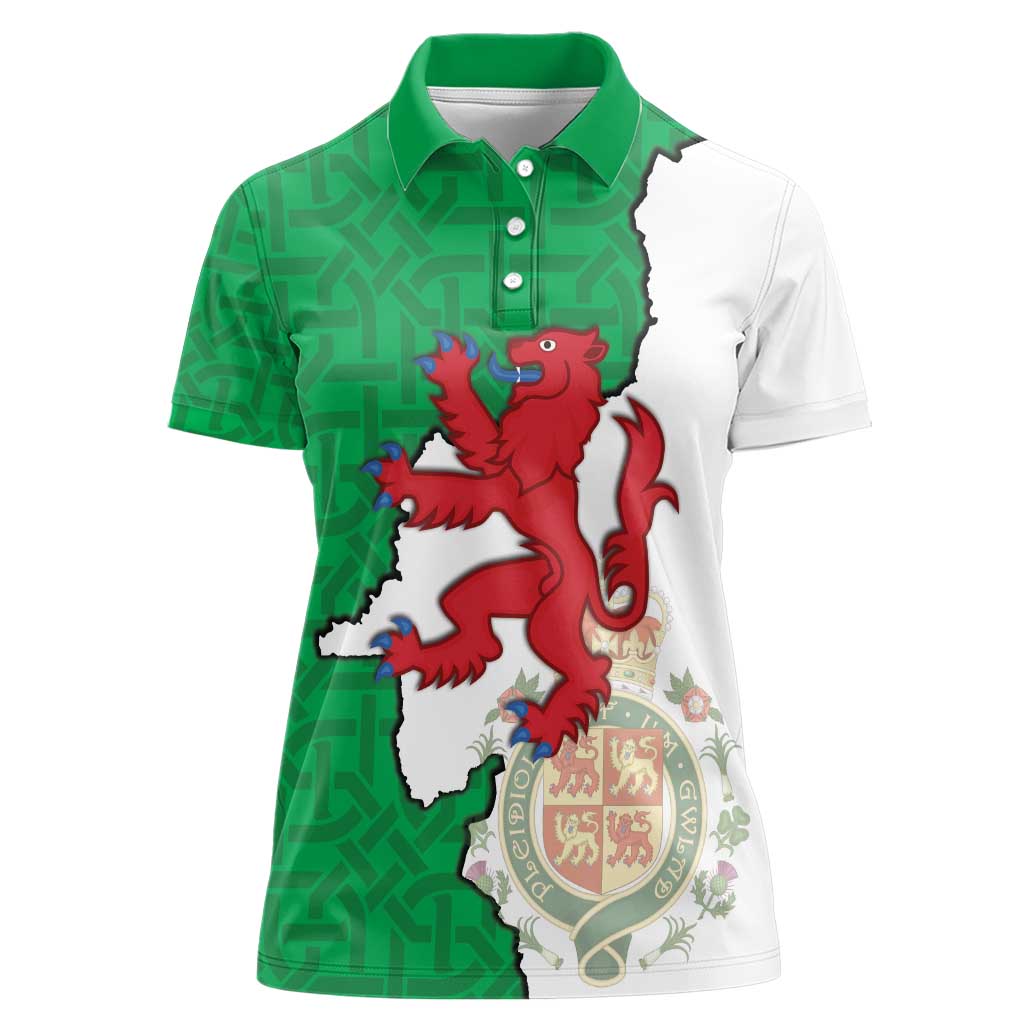 Montgomeryshire Wales Women Polo Shirt Map and Emblem Celtic Style - Wonder Print Shop