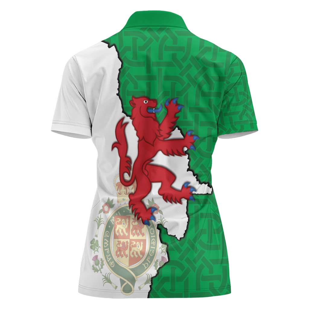 Montgomeryshire Wales Women Polo Shirt Map and Emblem Celtic Style - Wonder Print Shop
