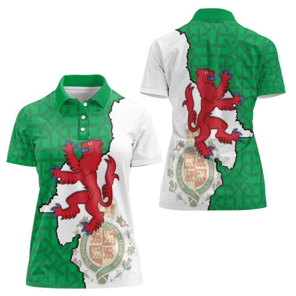 Montgomeryshire Wales Women Polo Shirt Map and Emblem Celtic Style - Wonder Print Shop