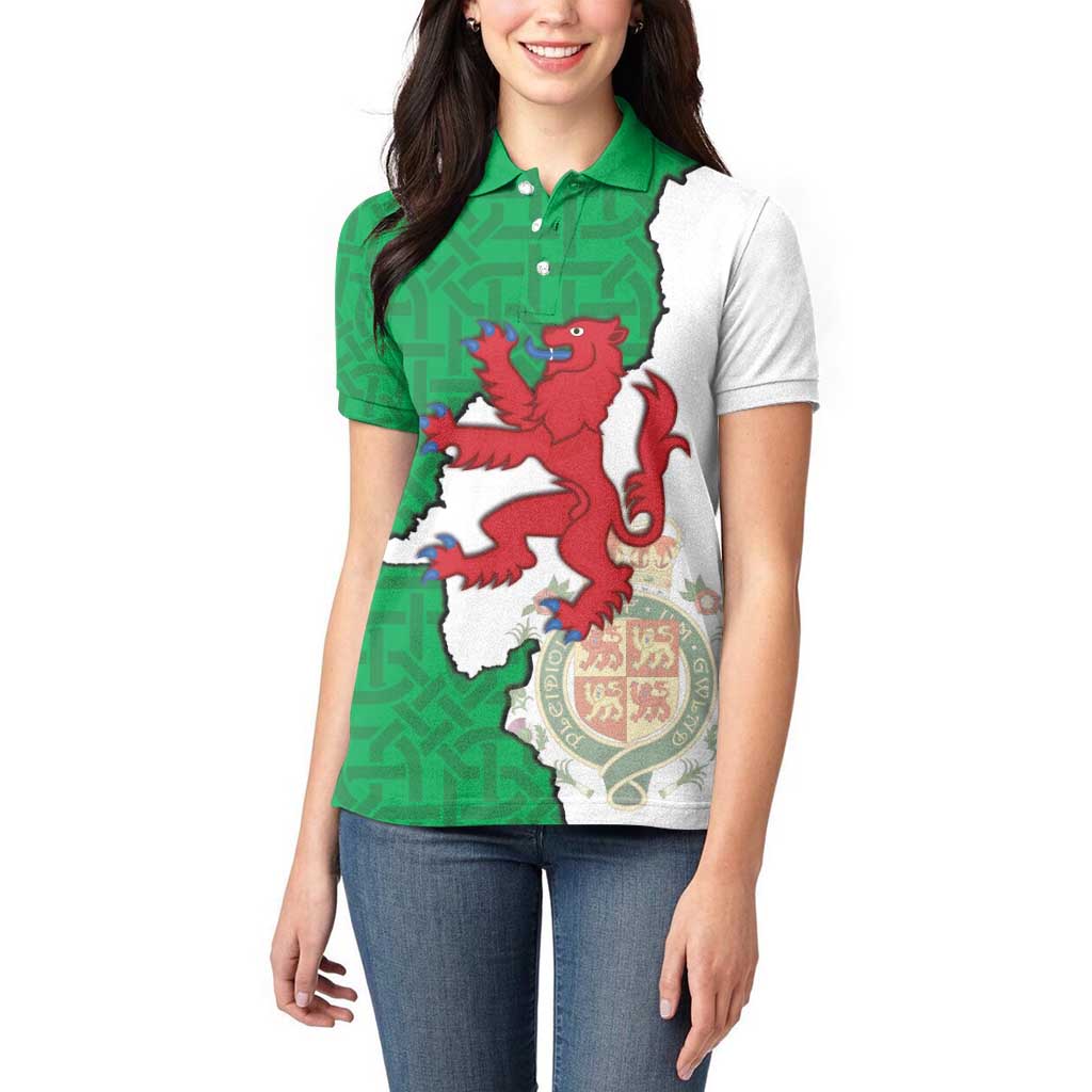 Montgomeryshire Wales Women Polo Shirt Map and Emblem Celtic Style - Wonder Print Shop