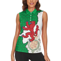 Montgomeryshire Wales Women Sleeveless Polo Shirt Map and Emblem Celtic Style - Wonder Print Shop
