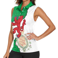 Montgomeryshire Wales Women Sleeveless Polo Shirt Map and Emblem Celtic Style - Wonder Print Shop