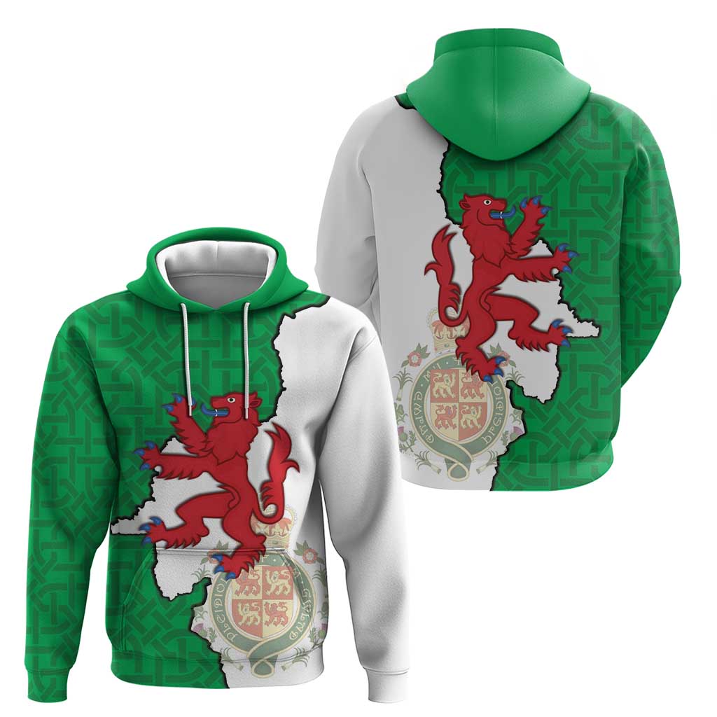 Montgomeryshire Wales Zip Hoodie Map and Emblem Celtic Style - Wonder Print Shop
