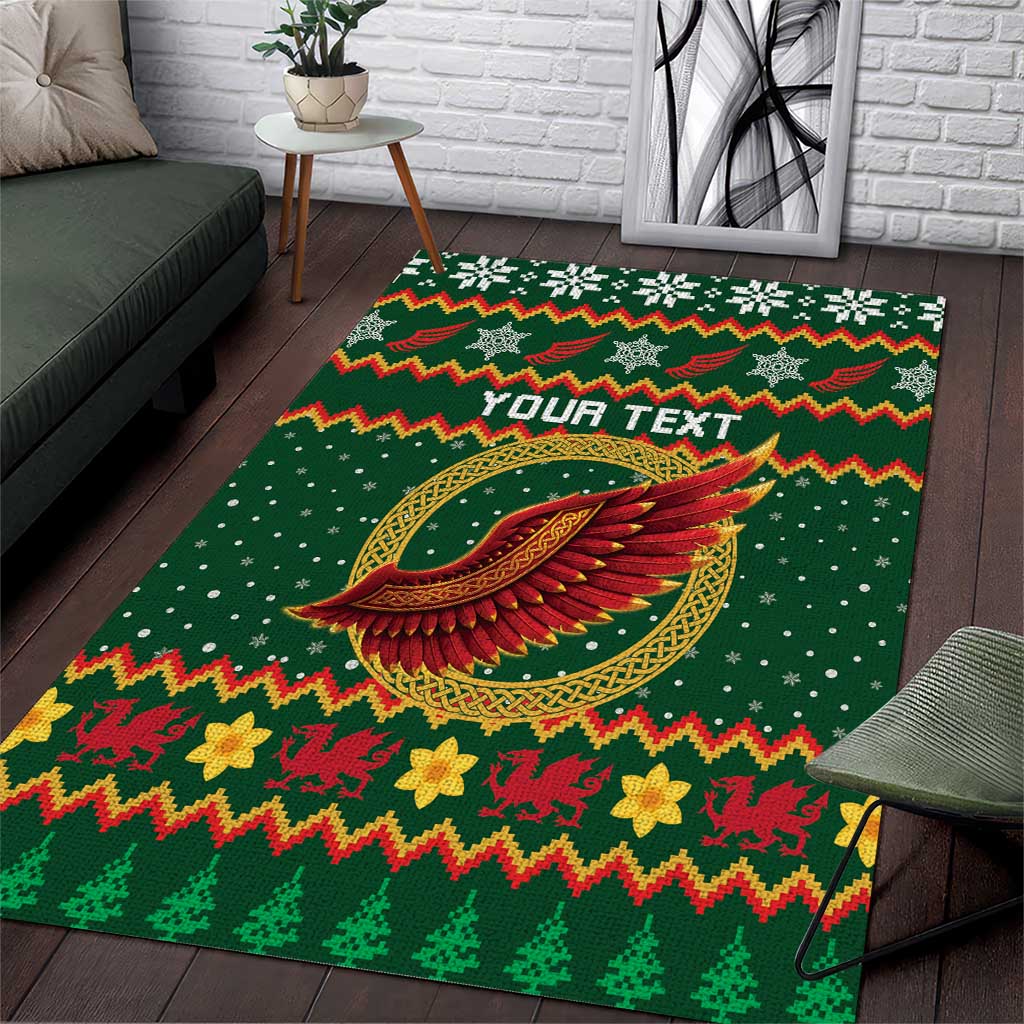 Personalized Montgomeryshire Wales Christmas Area Rug Celtic Red Wing Cymru Heritage - Wonder Print Shop