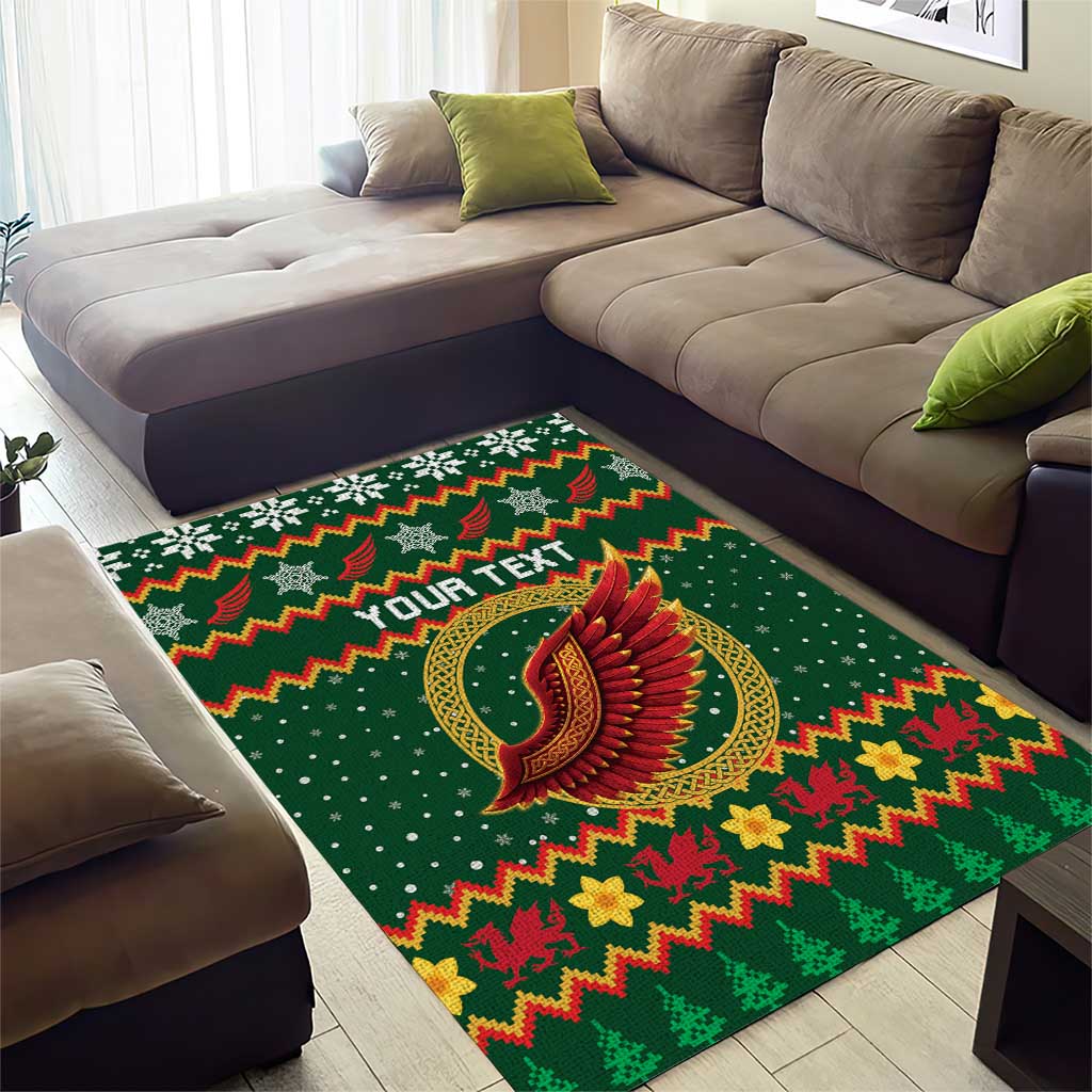 Personalized Montgomeryshire Wales Christmas Area Rug Celtic Red Wing Cymru Heritage - Wonder Print Shop