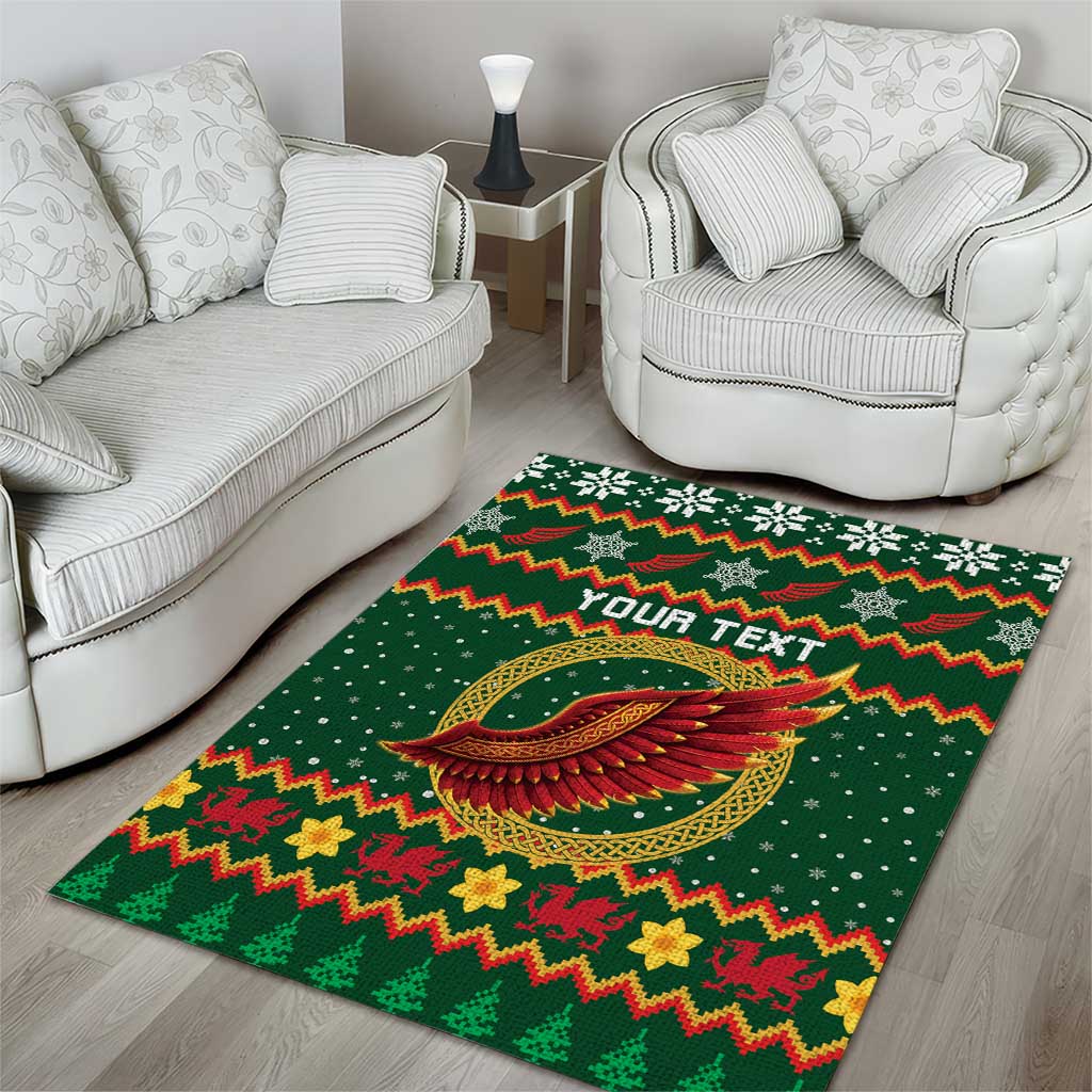 Personalized Montgomeryshire Wales Christmas Area Rug Celtic Red Wing Cymru Heritage - Wonder Print Shop