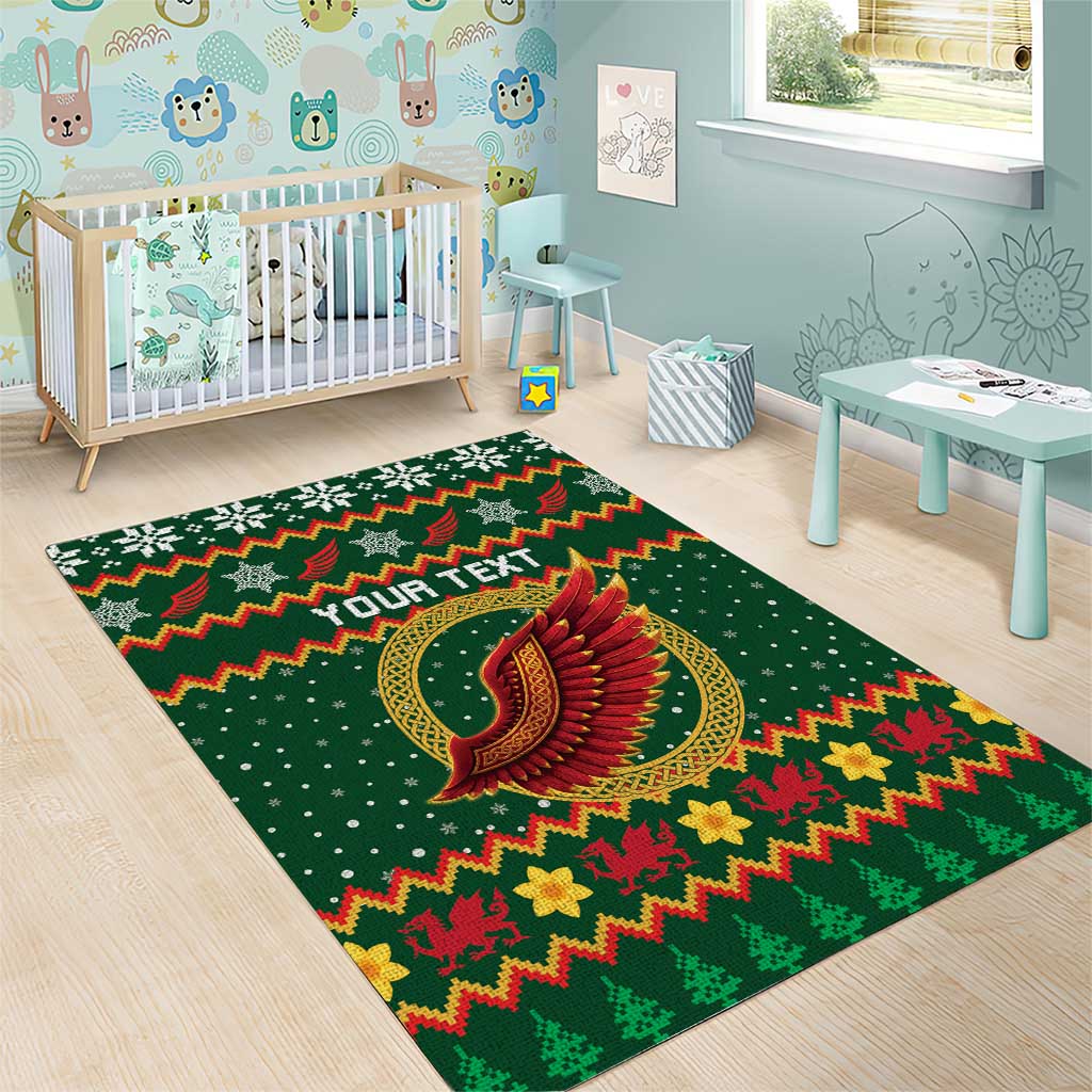 Personalized Montgomeryshire Wales Christmas Area Rug Celtic Red Wing Cymru Heritage - Wonder Print Shop