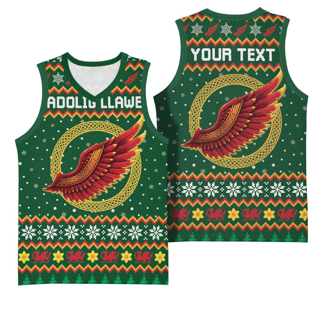 Personalized Montgomeryshire Wales Christmas Basketball Jersey Celtic Red Wing Cymru Heritage - Wonder Print Shop